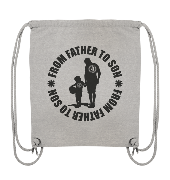 N.O.S.W. BLOCK Fanblock Gym Bag "FROM FATHER TO SON" Organic Turnbeutel heather grey