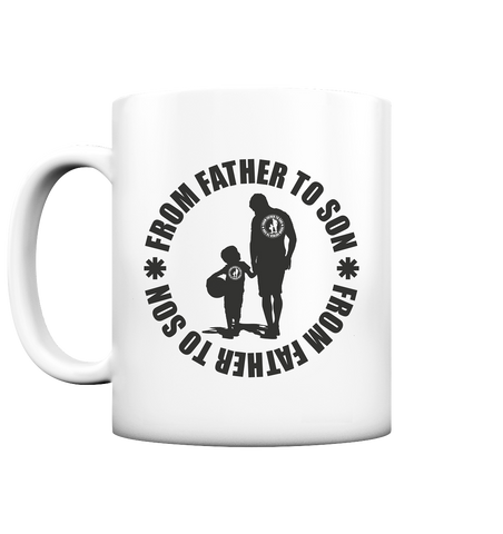 N.O.S.W. BLOCK Fanblock Kaffeetasse "FROM FATHER TO SON" 330 ml Tasse weiß matt