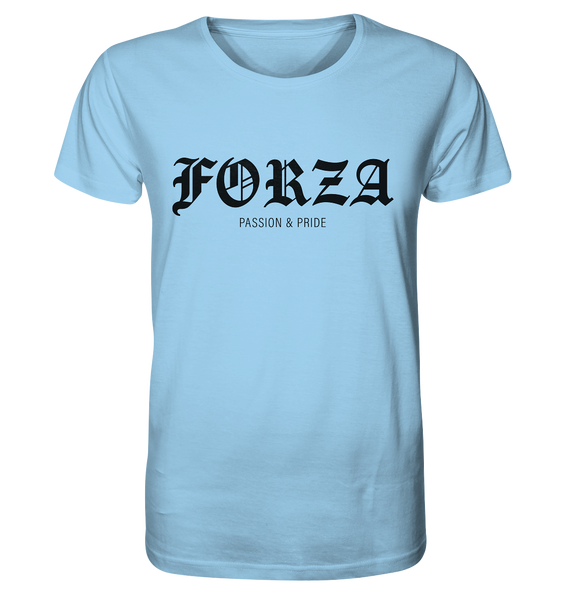 RIOT//GROUNDS Shirt "FORZA PASSION & PRIDE" Organic Basic T-Shirt sky blue