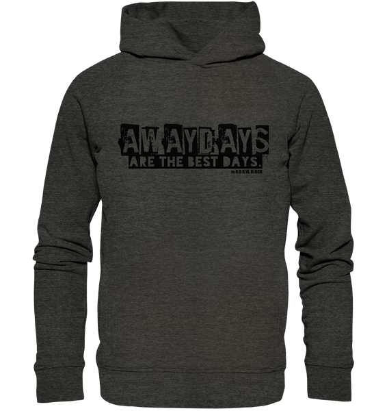 N.O.S.W. BLOCK Fanblock Hoodie "AWAYDAYS ARE THE BEST DAYS." Männer Organic Fashion Kapuzenpullover dark heather grey