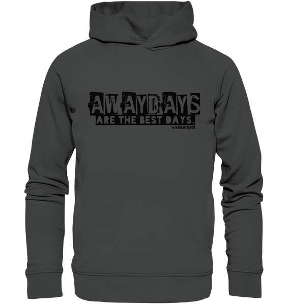 N.O.S.W. BLOCK Fanblock Hoodie "AWAYDAYS ARE THE BEST DAYS." Männer Organic Fashion Kapuzenpullover anthrazit