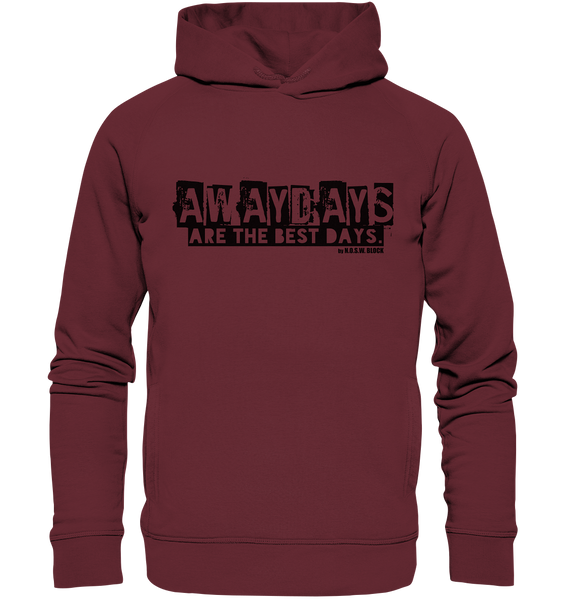 N.O.S.W. BLOCK Fanblock Hoodie "AWAYDAYS ARE THE BEST DAYS." Männer Organic Fashion Kapuzenpullover burgundy