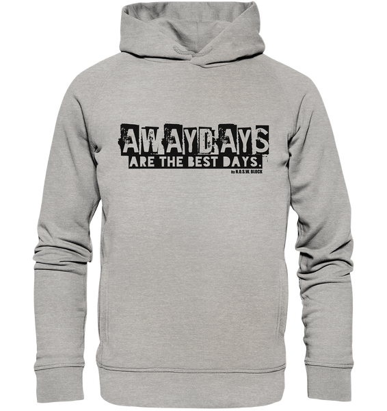 N.O.S.W. BLOCK Fanblock Hoodie "AWAYDAYS ARE THE BEST DAYS." Männer Organic Fashion Kapuzenpullover heather grey