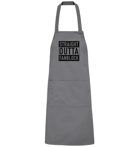 N.O.S.W. BLOCK Homestuff Schürze "STRAIGHT OUTTA FANBLOCK" Organic Grillschürze dark grey