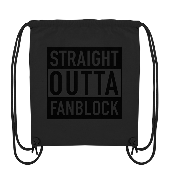 N.O.S.W. BLOCK Fanblock Gym Bag "STRAIGHT OUTTA FANBLOCK" Organic Turnbeutel schwarz