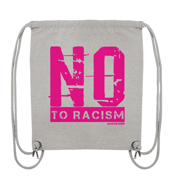 N.O.S.W. BLOCK Gegen Rechts Gym Bag "NO TO RACISM" Organic Turnbeutel heather grey