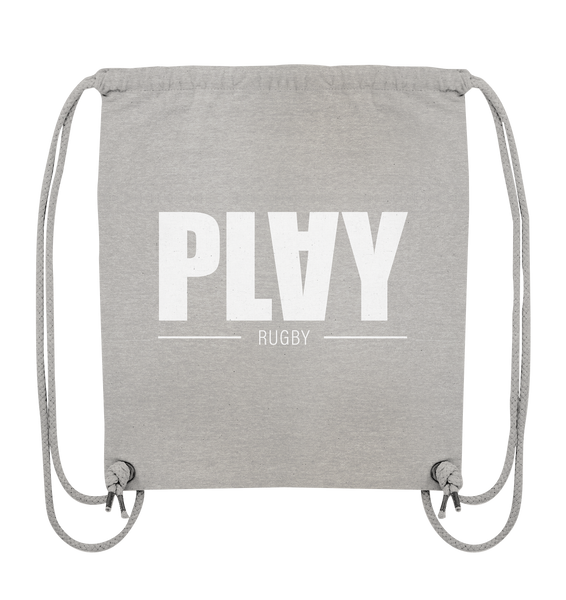 N.O.S.W. BLOCK Fanblock Tote-Bag "PLAY RUGBY" Organic Turnbeutel heather grau