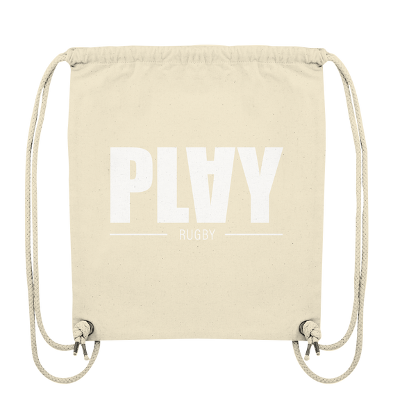 N.O.S.W. BLOCK Fanblock Tote-Bag "PLAY RUGBY" Organic Turnbeutel natural raw