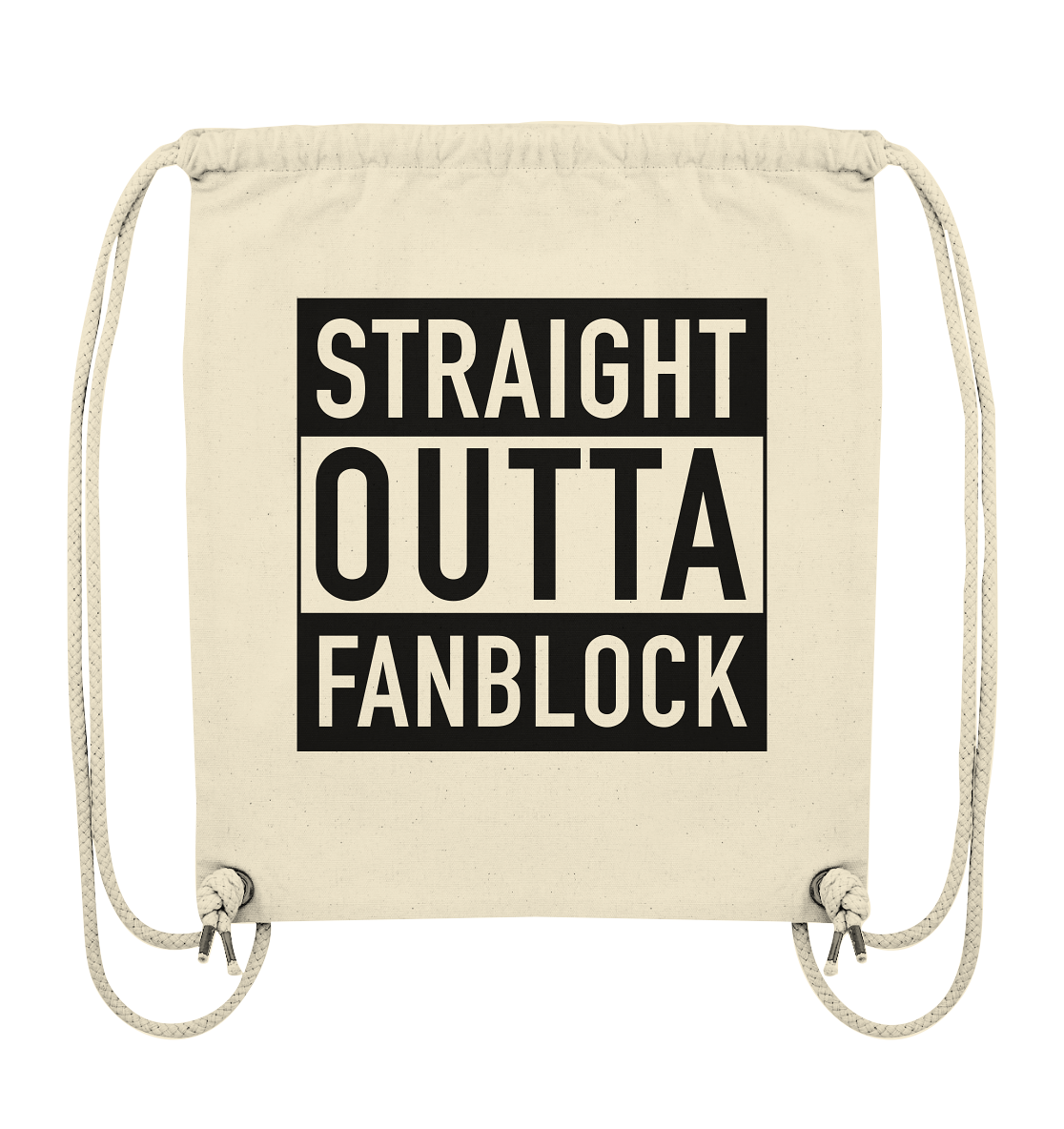 N.O.S.W. BLOCK Fanblock Gym Bag "STRAIGHT OUTTA FANBLOCK" Organic Turnbeutel natural