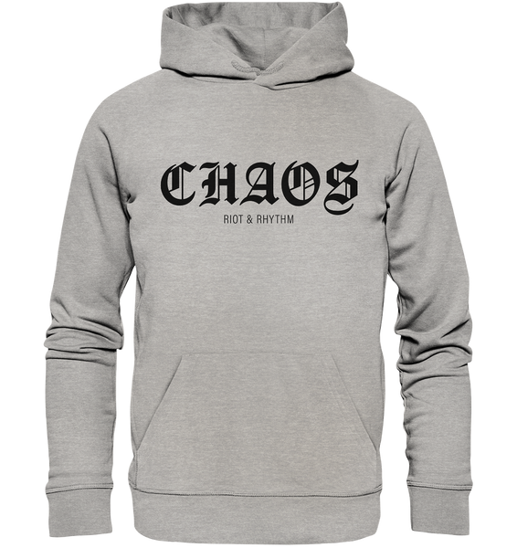 kurvengesindel Hoodie "CHAOS RIOT & RHYTHM" Männer Organic Kapuzenpullover heather grey