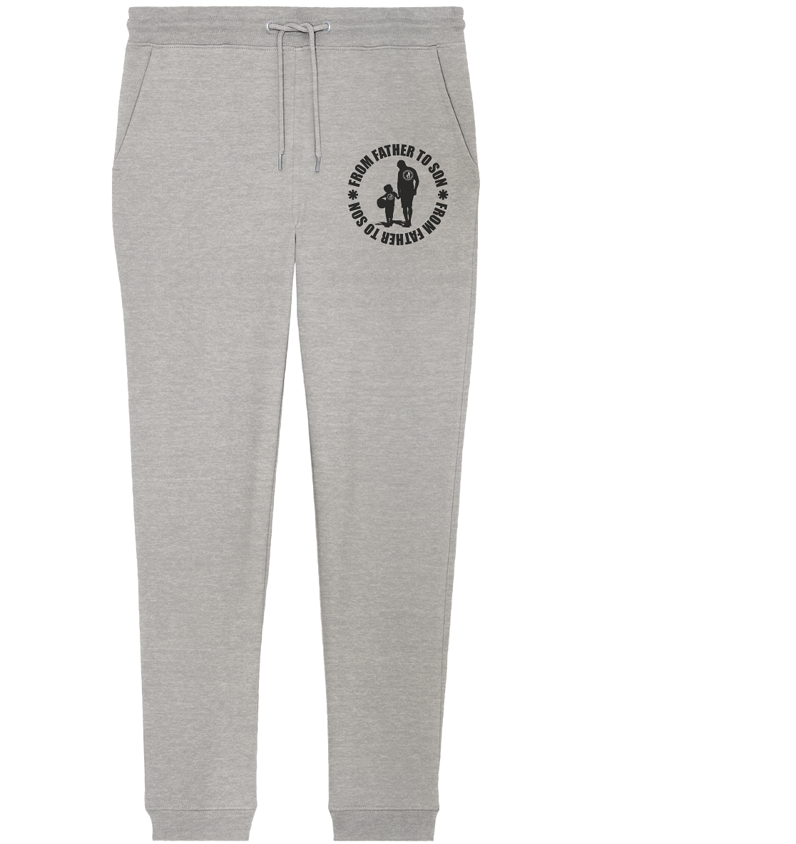 N.O.S.W. BLOCK Fanblock Jogginghose "FROM FATHER TO SON" Organic Jogger Pants heather grey