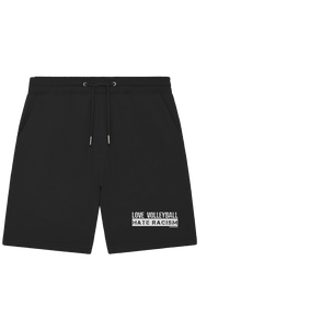 N.O.S.W. BLOCK Gegen Rechts Shorts "LOVE VOLLEYBALL HATE RACISM" Organic Jogger Shorts schwarz