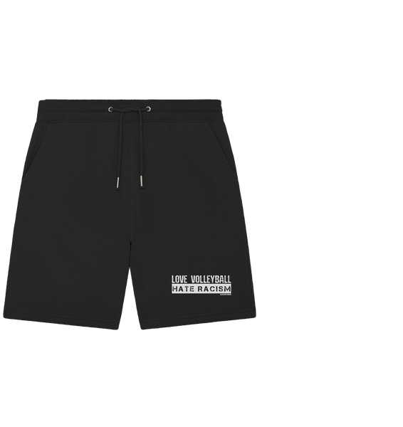 N.O.S.W. BLOCK Gegen Rechts Shorts "LOVE VOLLEYBALL HATE RACISM" Organic Jogger Shorts schwarz