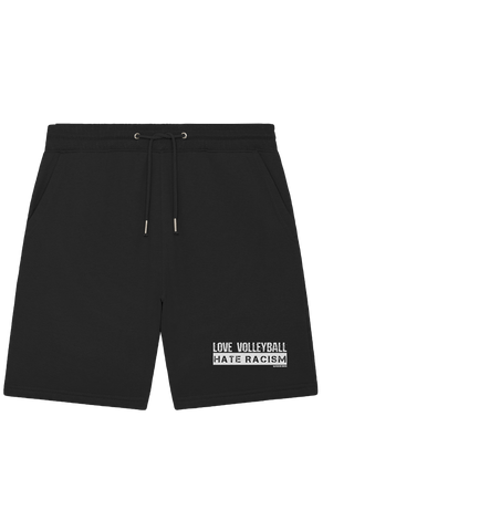 N.O.S.W. BLOCK Gegen Rechts Shorts "LOVE VOLLEYBALL HATE RACISM" Organic Jogger Shorts schwarz