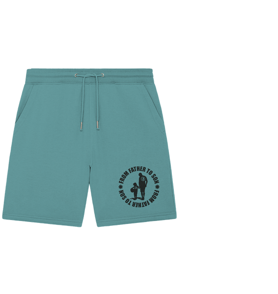 Fanblock Shorts "FROM FATHER TO SON" Organic Jogger Shorts teal monstera