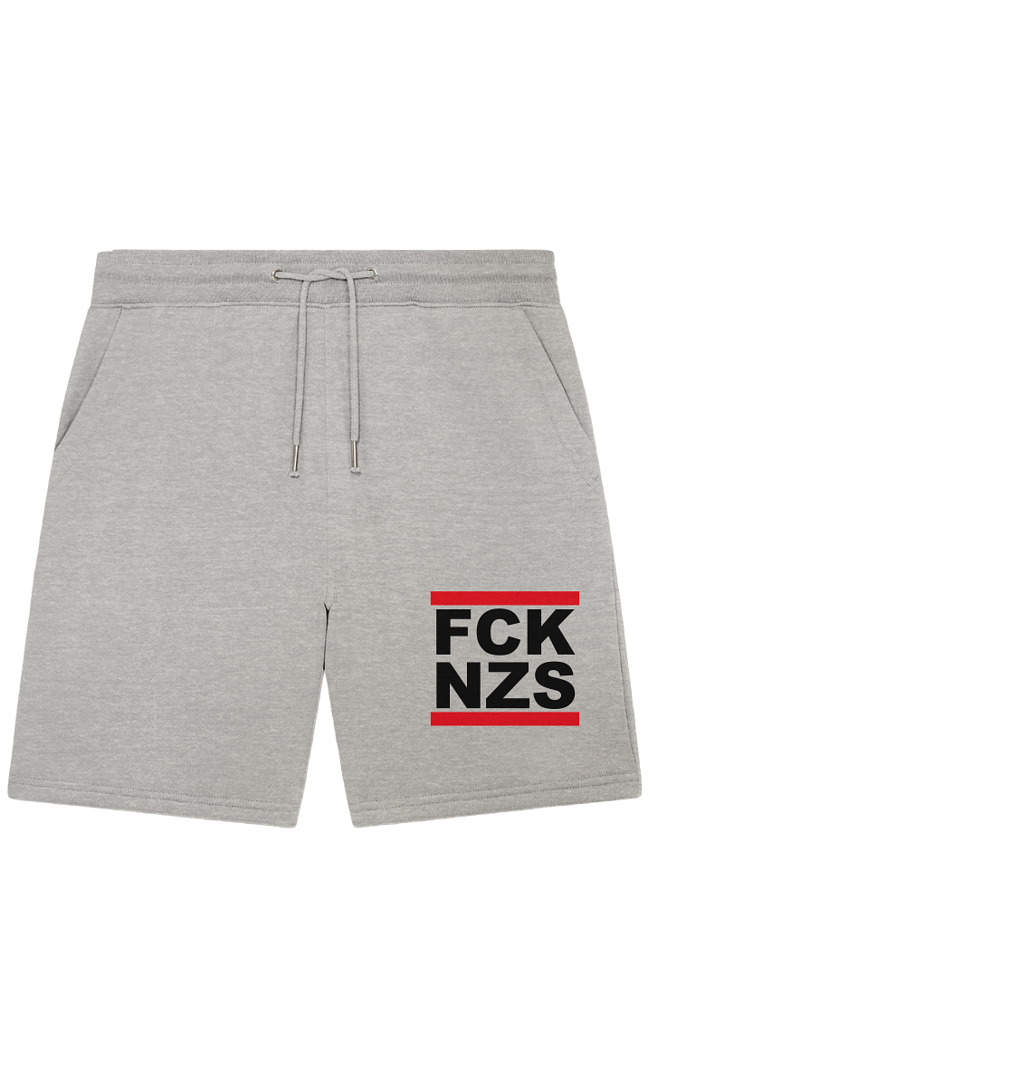 N.O.S.W. BLOCKGegen Rechts Shorts "FCK NZS" Organic Jogger Shorts heather grey