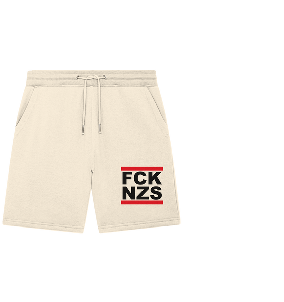 N.O.S.W. BLOCKGegen Rechts Shorts "FCK NZS" Organic Jogger Shorts natural raw