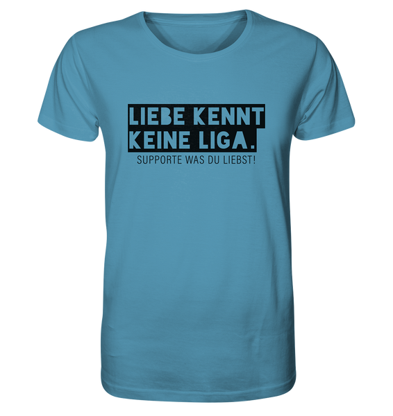 N.O.S.W. BLOCK Fanblock Shirt "LIEBE KENNT KEINE LIGA." Männer Organic Rundhals T-Shirt atlantic blue