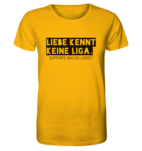 N.O.S.W. BLOCK Fanblock Shirt "LIEBE KENNT KEINE LIGA." Männer Organic Rundhals T-Shirt gelb