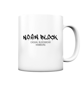 N.O.S.W. BLOCK Fanblock Kaffeetasse "N.O.S.W. BLOCK CASUAL BLOCKWEAR HAMBURG" 330 ml Tasse weiß matt