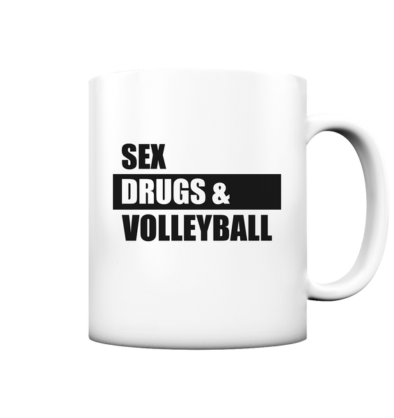 N.O.S.W. BLOCK Fanblock Kaffeetasse "SEX, DRUGS & VOLLEYBALL" 330 ml Tasse weiß matt