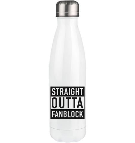 N.O.S.W. BLOCK Trinkflasche Edelstahl  "STRAIGHT OUTTA FANBLOCK" Thermoflasche 500ml