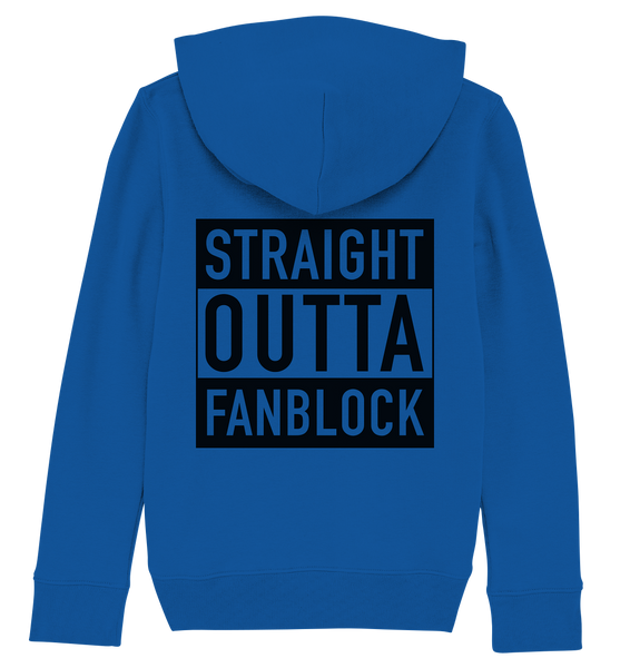 N.O.S.W. BLOCK Fanblock Hoodie "STRAIGHT OUTTA FANBLOCK" Kids UNISEX Organic Kapuzenpullover blau