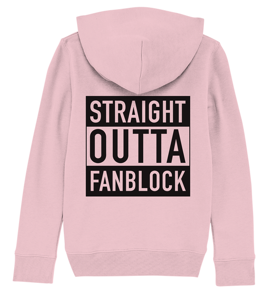 N.O.S.W. BLOCK Fanblock Hoodie "STRAIGHT OUTTA FANBLOCK" Kids UNISEX Organic Kapuzenpullover cotton pink