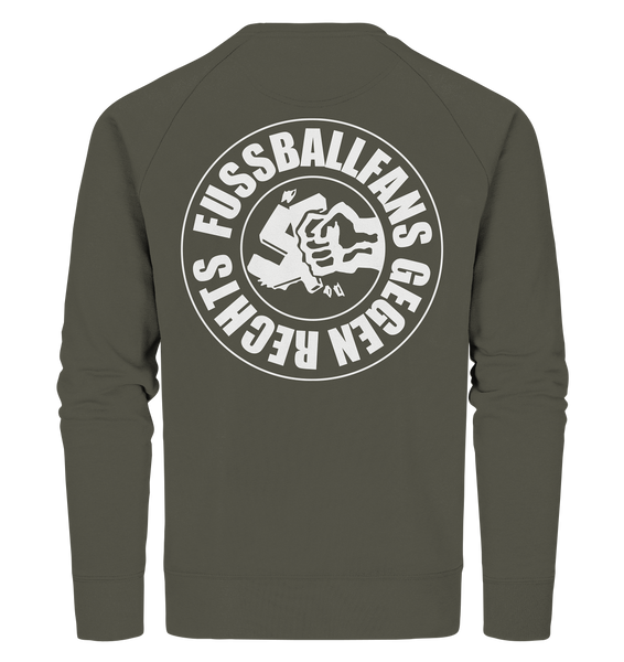 N.O.S.W. BLOCK Gegen Rechts Sweater "FUSSBALLFANS GEGEN RECHTS" beidseitig bedruckter Männer Organic Sweatshirt khaki