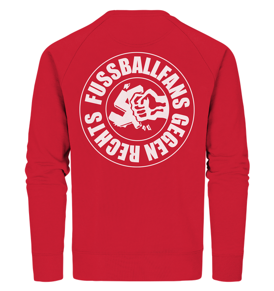 N.O.S.W. BLOCK Gegen Rechts Sweater "FUSSBALLFANS GEGEN RECHTS" beidseitig bedruckter Männer Organic Sweatshirt rot