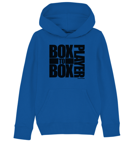 N.O.S.W. BLOCk Fanblock Hoodie "BOX TO BOX PLAYER" Kids UNISEX Organic Kapuzenpullover blau