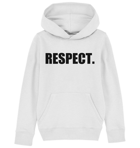 N.O.S.W. BLOCK Fanblock Hoodie "RESPECT." Kids UNISEX Organic Kapuzenpullover weiss