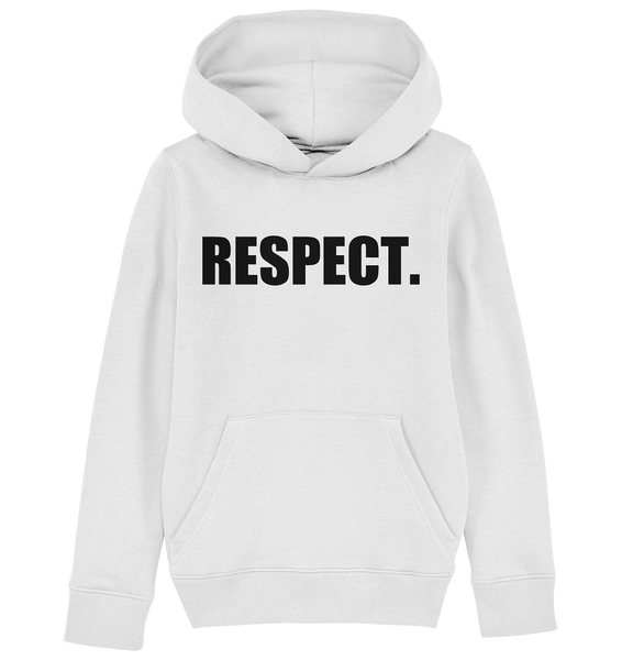 N.O.S.W. BLOCK Fanblock Hoodie "RESPECT." Kids UNISEX Organic Kapuzenpullover weiss