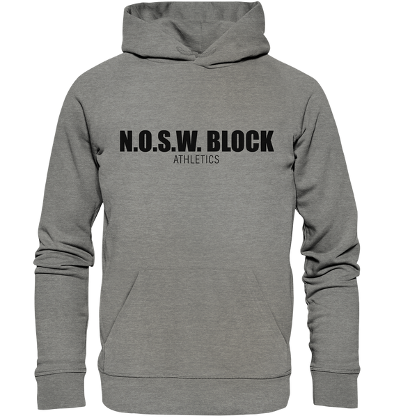 N.O.S.W. BLOCK Hoodie "N.O.S.W. BLOCK ATHLETICS" Männer Organic Kapuzenpullover mid heather grau